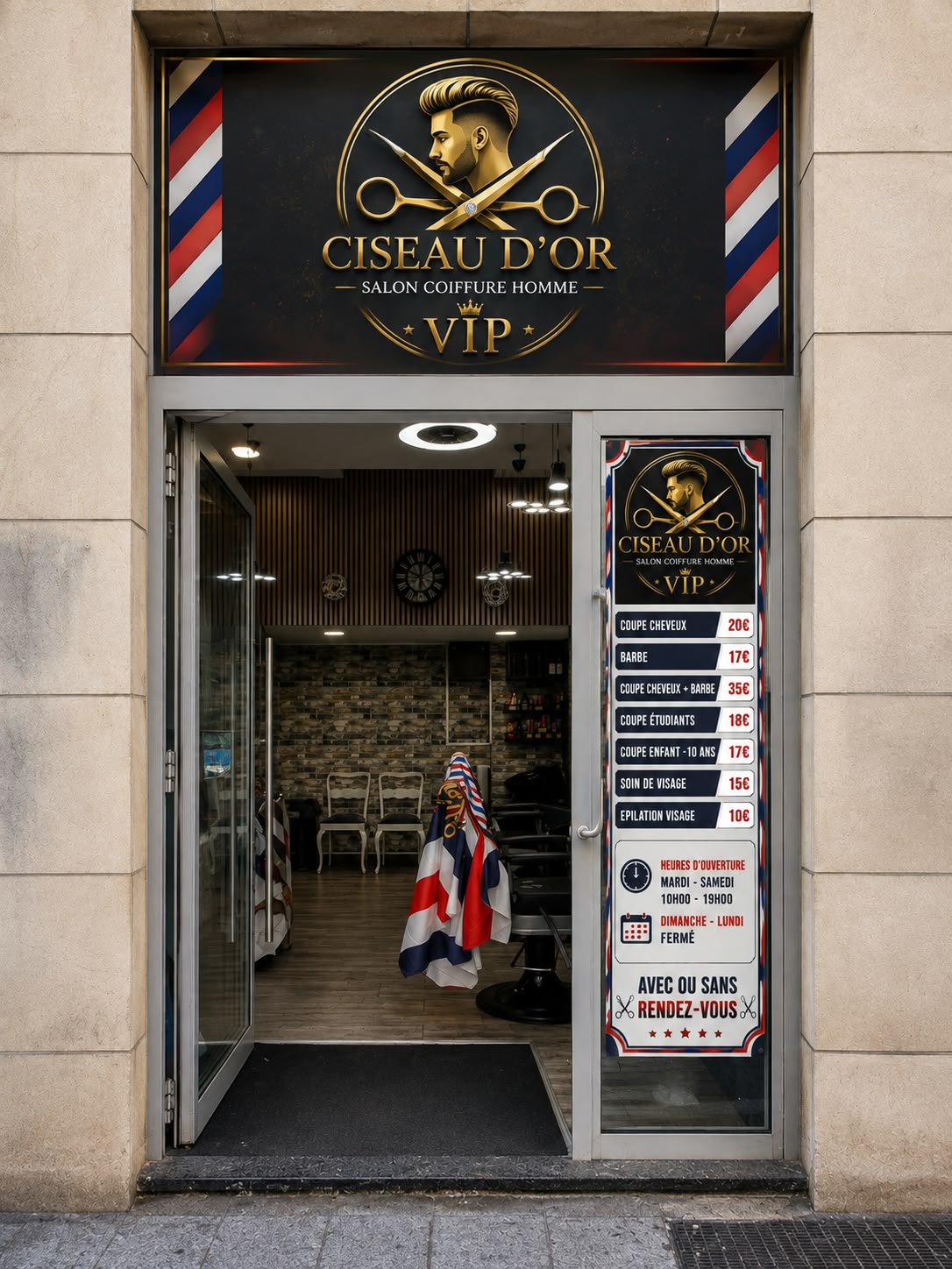Entrée du salon Ciseau d’Or VIP à Esch-sur-Alzette